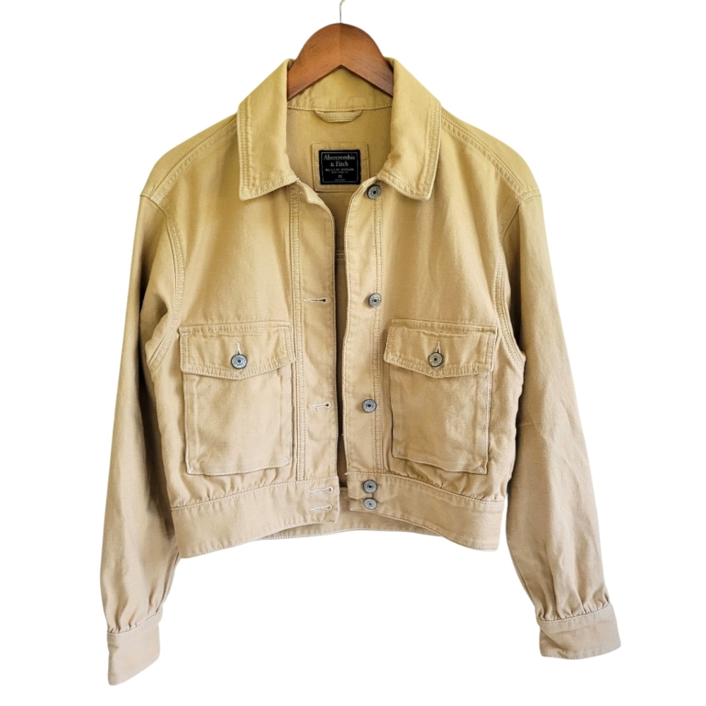 A&F Cropped Jacket Tan Womens XS